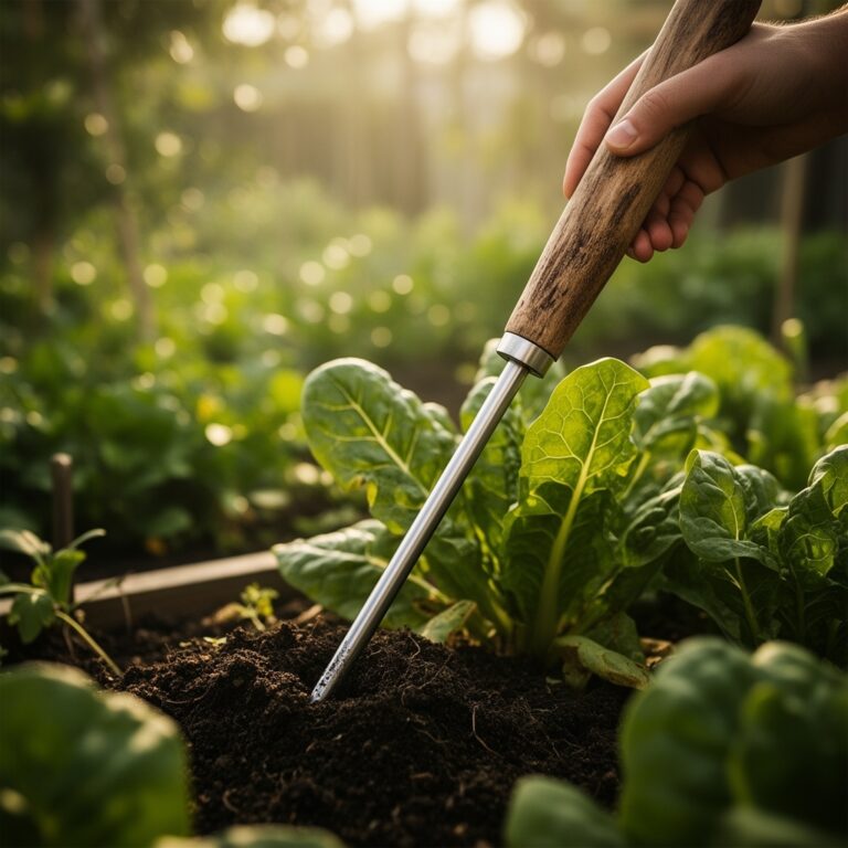 Using a soil sampler for vegetable nutrient testing