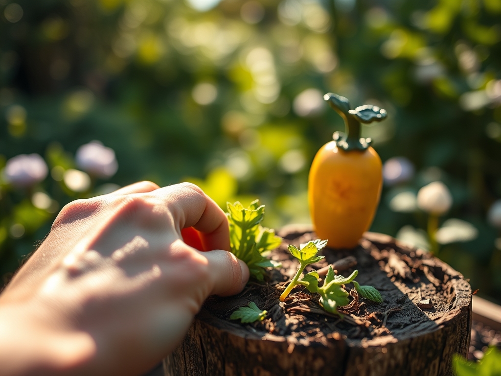 Steps for installing a vegetable garden statue