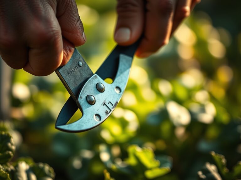 Using a garden lopper for vegetable pruning