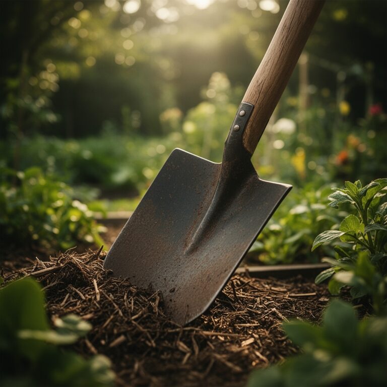 Using a square point shovel for clearing debris